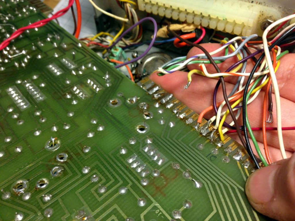 wires tearing off of card edge "gold fingers" in Minimoog