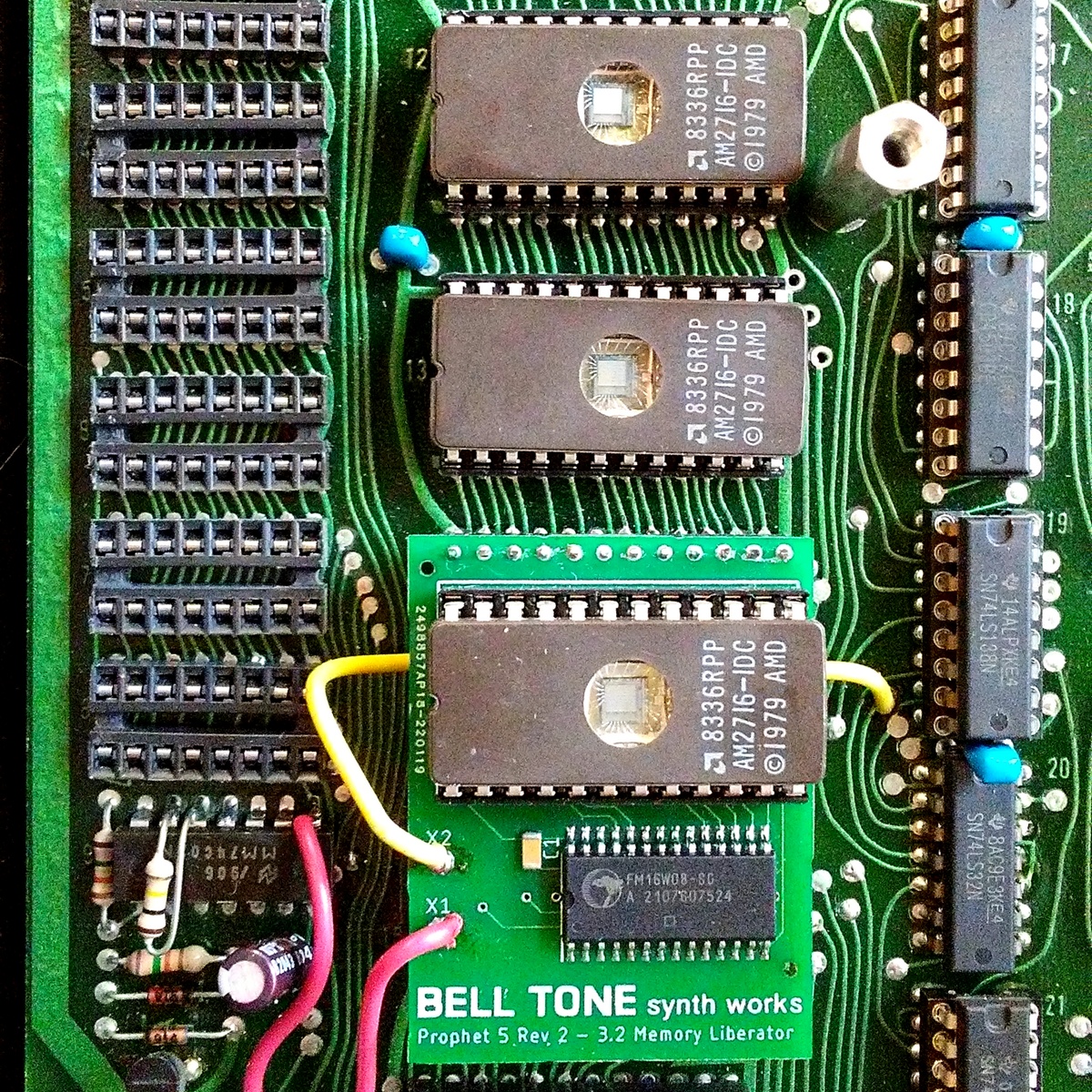 Prophet 5 Rev 2 and 3.0 “Memory Liberator” F-RAM Upgrade (replace all 8  RAMs with just one chip and lose the battery!)